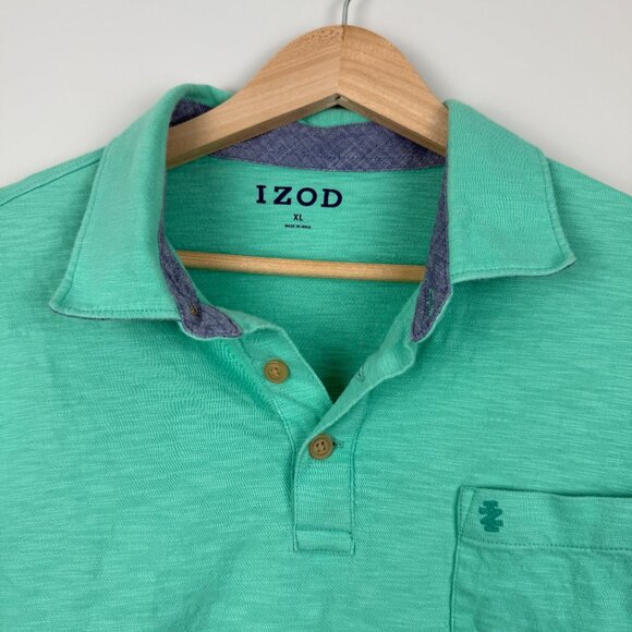 IZOD Mens Cotton Polo Shirt XL in Jade Cream - Picture 3 of 5